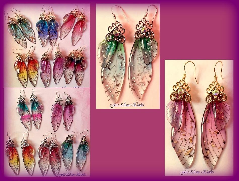 Boucles d'oreilles symétriques ailes de fée = 27 €