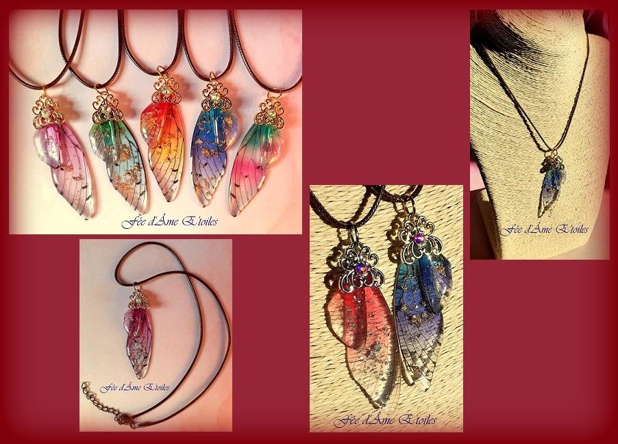 Pendentif aile de fée sur cordon = 20 €