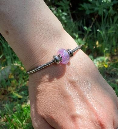 Bracelet souple maille serpent + charm 