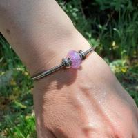 Bracelet souple maille serpent + charm 