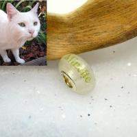 Chat blanc (sous poils brossage) charm 15 mm + nom